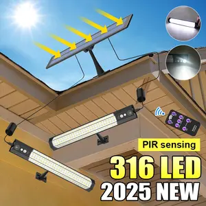 316LED Multi-function Solar Sensor Wall Lights, Ip65 Waterproof Solar Floodlight, Type-C Charging LED Light Strip, Indoor/Outdoor, Solar Street Light, Camping Safety Lighting, Outdoor Lamp