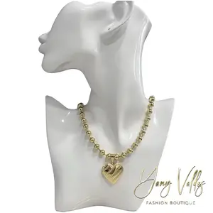 Gold Plated Ball Chain Necklace with Heart Locket Pendant 18” + Extension