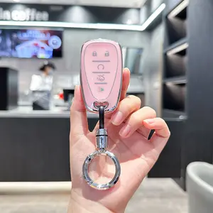 ACEBOY Key Fob Cover For Chevy Pink Soft TPU 5 Button Car Keys Case Shell Bling Keychain Accessories For Chevrolet Equinox Malibu Camaro Traverse Blazer Cruze LT Trailblazer Girly Women