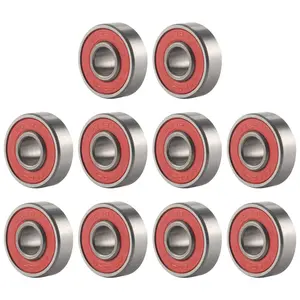 10Pcs 608-2RS Longboard Integrated Bearing Skateboard Wheel Bearing Inline Roller Skate Bearing 8X22X12.6mm,Red