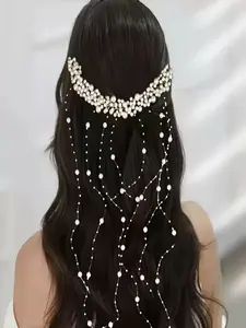 Handmade Bride Hair Accessory, Pearl Tassel Hair Comb, Wavy Hairband, Wedding Hair Comb, Elegant Bridal Hairstyle Essentials
