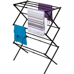 Laundry Organization Expandable/Collapsible Clothes Drying Rack. Essential for Camping/Trailers or Anywhere You Air Dry Laundry. Oversized for Multiple Garments, (Black)