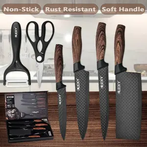 6-piece professional kitchen knife set with gift box, sharp meat cutting knife, non stick stainless steel, sharp chef knife set for chef cooking, mothersdaygift