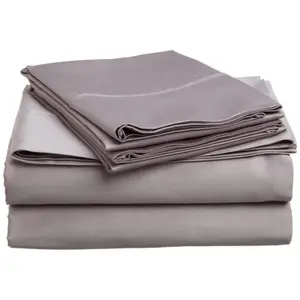 212 MAIN 4-Piece 400 Thread Count Egyptian Cotton Twin Bedsheet Set, Solid Grey, Premium Soft Texture Bedding Linens (Including 3-Piece Core Bedsheet Components), Bedsheet Sets