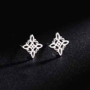 Witch knot S-shaped earrings silver hollow stainless steel one pair of earrings female jewelry