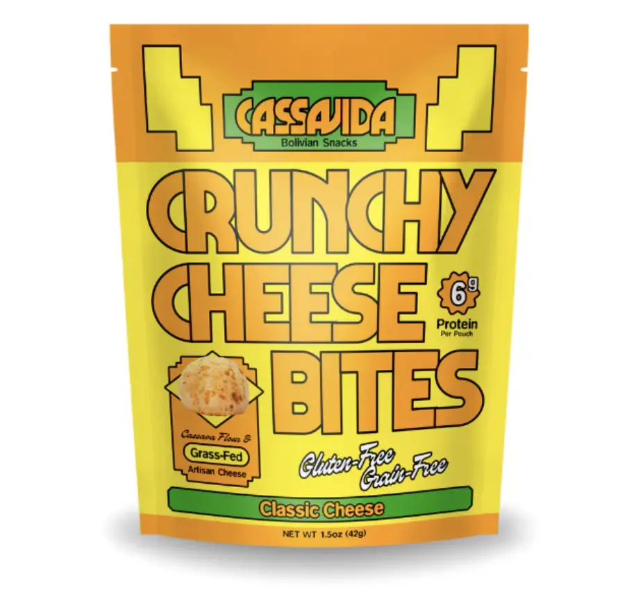Cassavida Crunchy Cheese Bites - Natural, Gluten-Free, Non-Fried Traditional Crispy Style Crisps & Puffed Snacks, 1.5oz Cupboard Storage Food with 6-Month Shelf Life, Crunchy Flavorful Snack