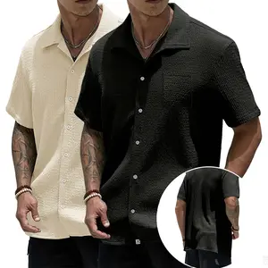 New summer European and American style jacquard drape shirt Eurocode casual fashion style short sleeve shirt men's style