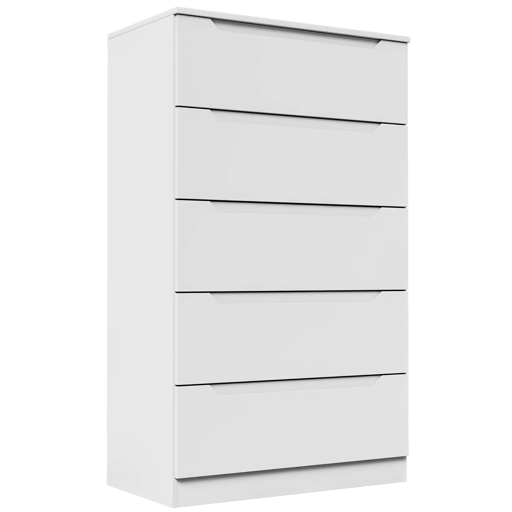 White 5 Drawer Dresser, Tall Dresser, Wooden Dresser for Bedroom, Chest of Drawers with 5 Drawers, Modern Closet Store Organizer for Living Room, Hallway