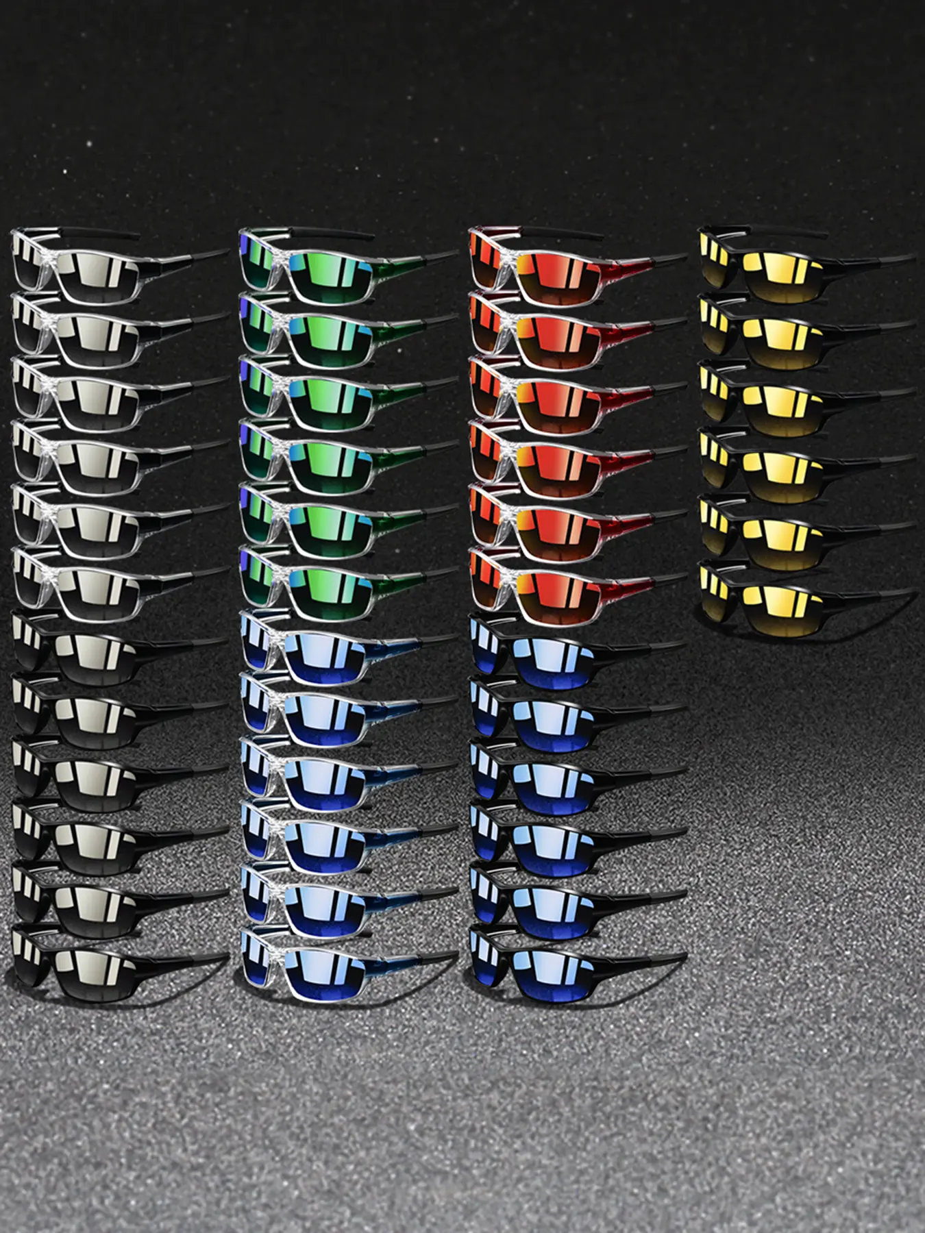 42pcs latest model square sports glasses,suitable for both men and women,offering multiple color options,transparent splicing frame collocation rubber nose pad,enhance wearing comfort,suitable for outdoor sports,travel,and beach vacations