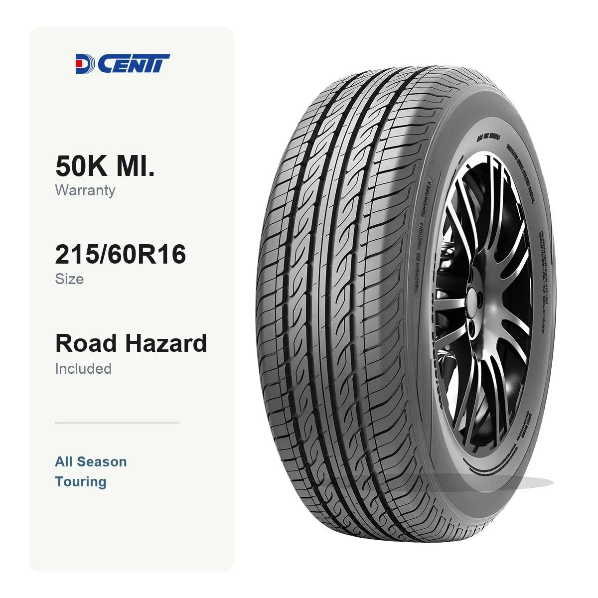 DCENTI DC33 215/60R16 95H | All Season Tire, Touring, 50K Mile Warranty, Road Hazard, Fits select Nissan Altima, Mazda CX-3 & more, For Sedan/Crossover/SUV