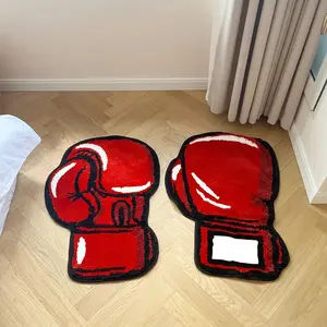LAKEA Boxing Gloves Tufted Rugs Gym Rug Indoor Home Decoration Gifts Accent Round Tufting Soft Rug Perfect Gift Room Decoration