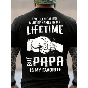 Papa Pride T-Shirt, Favorite Name Ever Quote Graphic, Fatherhood Casual Wear, Soft Cotton, Made In USA, For Youth & Adult