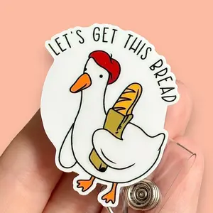 Glitter My Badge Silly goose let’s get this bread badge reel for nurses and hospital workers. Badge clip Badge pull - Retractable swivel clip with a 360 rotation. Great gift for coworker.