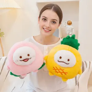 Cute Fruit Spirit Plush Toy, Peach & Pineapple Super Soft Fluffy Stuffed Animal, Interactive Home Decor Gift, Birthday Present, Adorable Doll