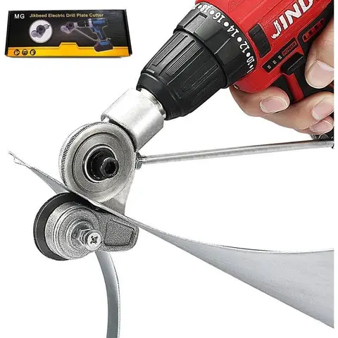 SETIPS Enhanced Power Tool Attachment, Electric Drill Plate Cutter - Dual-Cutting High-Hardness Shears for Iron/Steel/Cu, Aluminum Sheets (0.03 in or Less Thick), Hardware, Sheet Metal