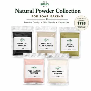 Deep Cleansing Natural Powder Collection for Soap Making | Charcoal, Bentonite Clay, Neem, Pink Kaolin & Arrowroot Powders for DIY Melt & Pour Soap & Cosmetic Crafting
