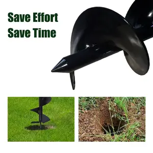 Garden Auger Spiral Drill Bit Hex Shaft Auger Heavy Duty High Quality Yard Gardening Bedding Planting Post Hole Digger Ground Auger Tool