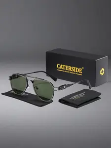 Fashionable Pilot Sunglasses with Metal Frame, Unisex Square Full Rim Design, Uv400 Protection, Ideal for Beach Weddings, Cycling, Driving