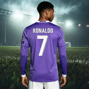 16 17/Long Sleeve/7# Cristiano Ronaldo/Fans Version/Soccer Jersey/Purple/Retro/Football Jersey