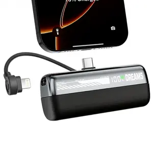 Mini Power Bank 10000mAh Compatible with iPhone, Built-in Lightning & USB-C Cable, PD 20W / 22.5W Fast Charging, Small Lipstick Size Portable Charger, Lightweight Pocket Power Bank for Travel, Daily Use