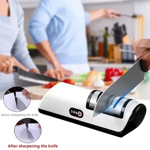1pc Fully Automatic Electric Knife Sharpener, 1200mAh USB Rechargeable - 2 Speed Levels, Suitable for Household Kitchen Knives, Fast And Efficient Kitchen Gadget, Home appliances, Easy to Use for Home Cooks and Professional C