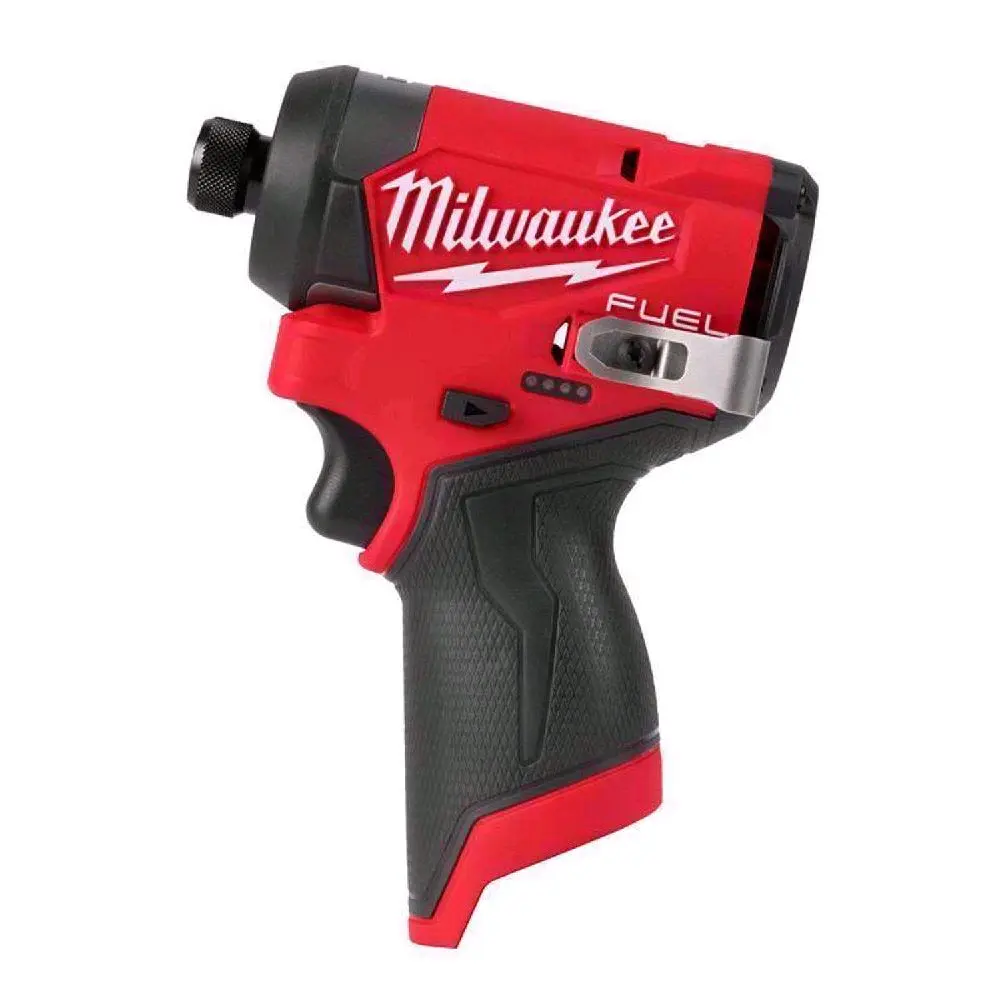 Milwaukee M12 FUEL Brushless Cordless Drill Driver - 1/4 in., All Metal, 2 lbs, 1500 in-lbs Torque, Bit Holder, 7.6" Tall, Reduced Fatigue, Tight Spaces Battery-Powered Handheld Tool (Tool Only)