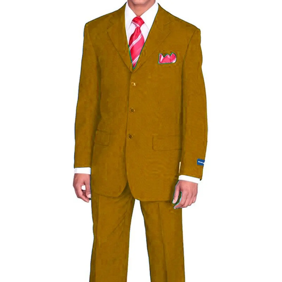 Mens 3 Button Classic Fit Poplin Suit in Mustard