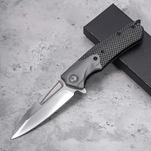 Sleek EDC Folding Knife with Carbon Fiber Texture, Reliable Outdoor Gear for Camping & Bushcraft