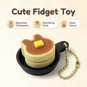 3D Printed Cute Pancake Fidget Clicker Keychain Fast Click Stress Relief Pendant for Daily Use & Gift