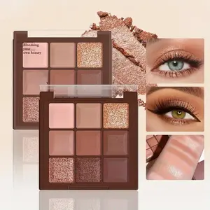 High-End 9 Color Matte Shimmer Eyeshadow Palette, Rose Gold Classic Shades, Micro-Shimmer Pearl Finish, Long-Lasting, Waterproof, Sweatproof, Daily Makeup Essential