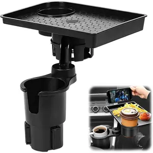 Car Cup Holder Tray, 3-in-1 Cup Holder with Detachable Food Tray & Phone Slot, Car Cup Holder Expander, Fits 6.5-9.5cm Cup Holder