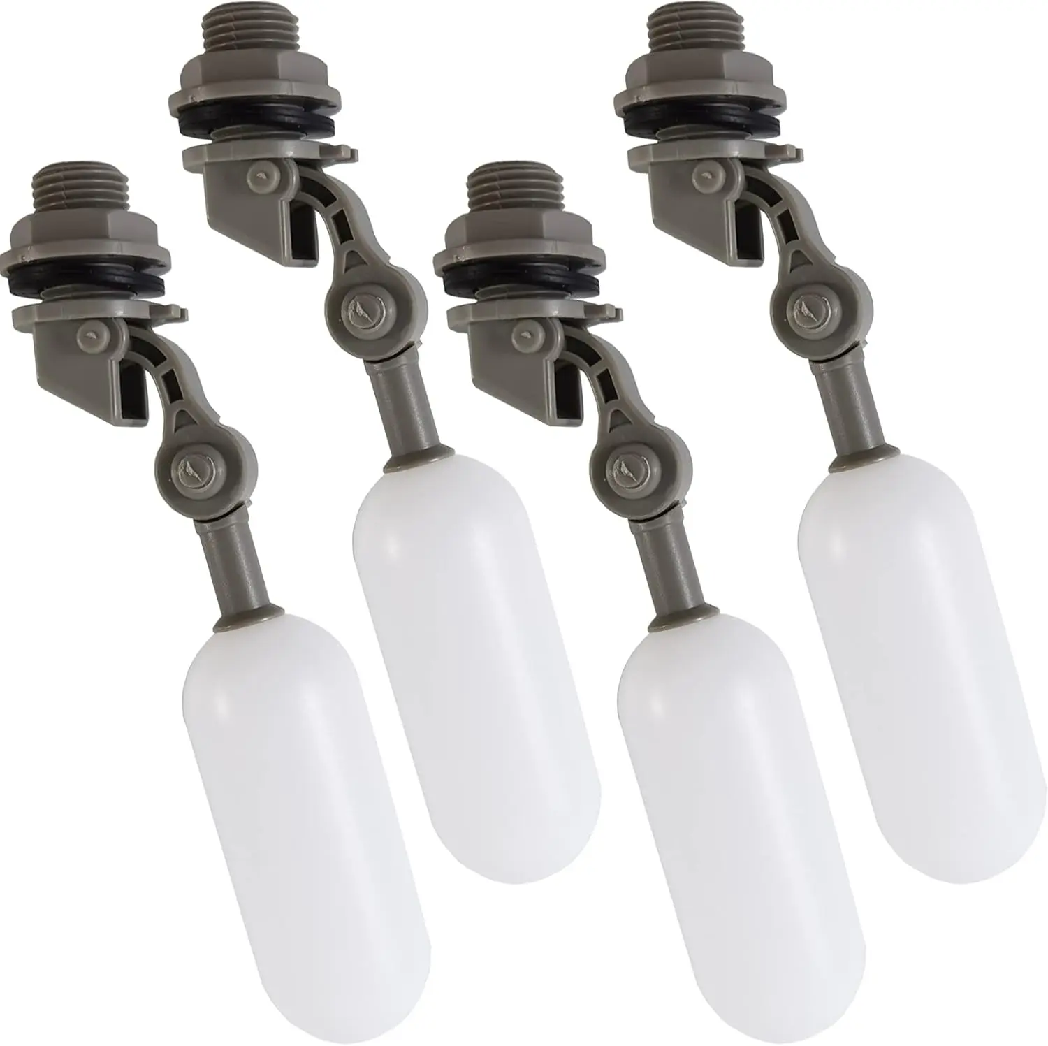 4 count 1/2 Inch Float Ball Valve Plastic Water Float Valve Mini Plastic Float Valve with Adjustable Arm for Automatic Water Level Control of Water Tank Gray