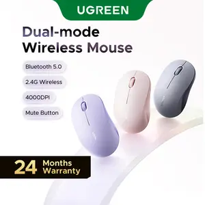 UGREEN  Wireless Bluetooth Mouse Laptop Mice Portable(BT5.0 and USB 2.4G) Dual Mode Connection Silent Slim Computer Mouse for Laptop/iPad Tablet/Apple MacBook/PC,TikTokShopSpringGlowUp,Greenish