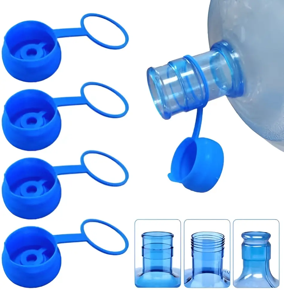 3 & 5 Gallon Water Jug Cap Reusable, Food Grade Silicone Replacement Gallon Caps for 55mm Standard/Screw/Crown Tops Water Bottle and Water Dispensers, Non-Spill Lids for Anti-Splash, Leak Free (3PCS) Leakproof