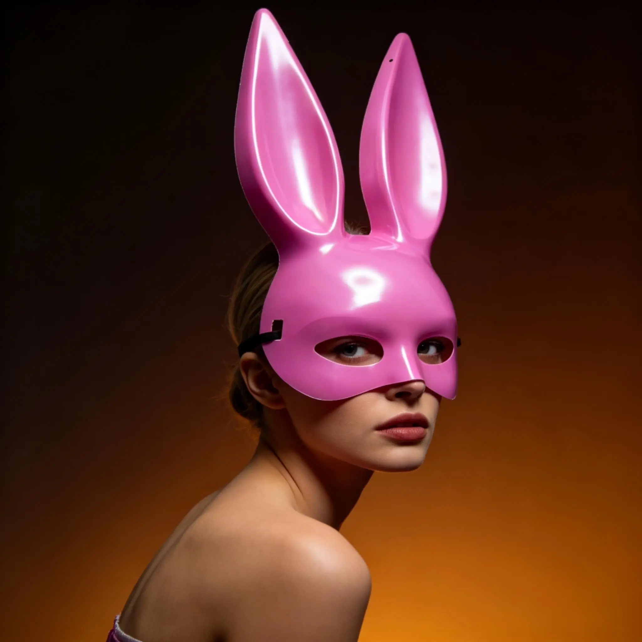 Shiny Electroplated Rabbit Girl Mask Christmas Halloween Party Costume Prop, Holiday Rabbit Role Play Accessory, Perfect for Festive Activities