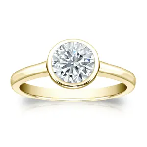 Lab Grown Diamond Solitaire Ring Round 1.50 ct. tw. (D-E, VVS) 14k Yellow Gold Bezel