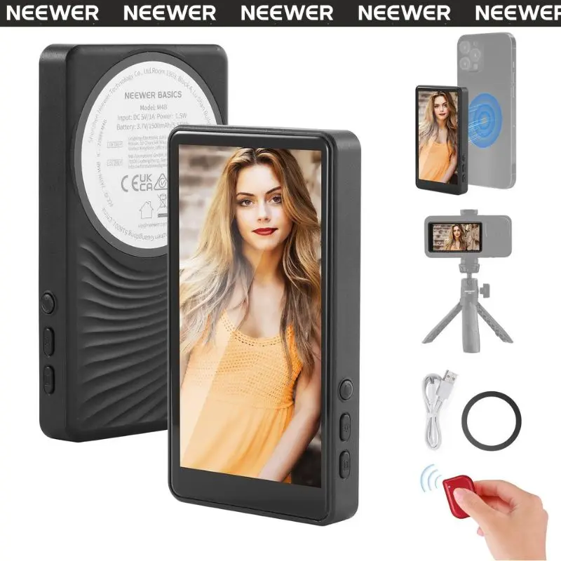 NEEWER M4B 4" Vlog Selfie Monitor Screen for iPhone, Magnetic Phone Back Camera Monitor, Wireless Connection, Bluetooth Remote,145mins Runtime,Type C Charging for Vlogging Live Stream tiktokshopbacktoschool