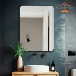Bathroom Mirror Vanity Mirror for Wall, Aluminum Alloy FramedFarmhouse, Rounded Rectangle ，Anti-Rust,Tempered Glass,Hangs Horizontally or Vertically