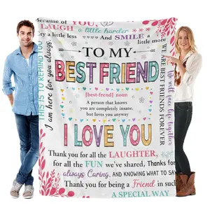 To My Best Friend Colorful Heartfelt Message Flannel Blanket – Soft Cozy Gift Throw with Playful ‘Insane But Loved’ Definition & Vibrant Design, Perfect for Gifting to BFFs, Snuggling Warmly, or Adding Cheerful Friendship Charm to Any Space, Soft Flannel,