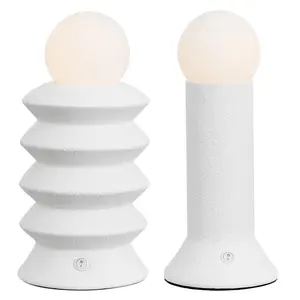 Soren 13" Modern Scandinavian Ceramic/Glass Geometric Integrated LED Table Lamp, Set of 2