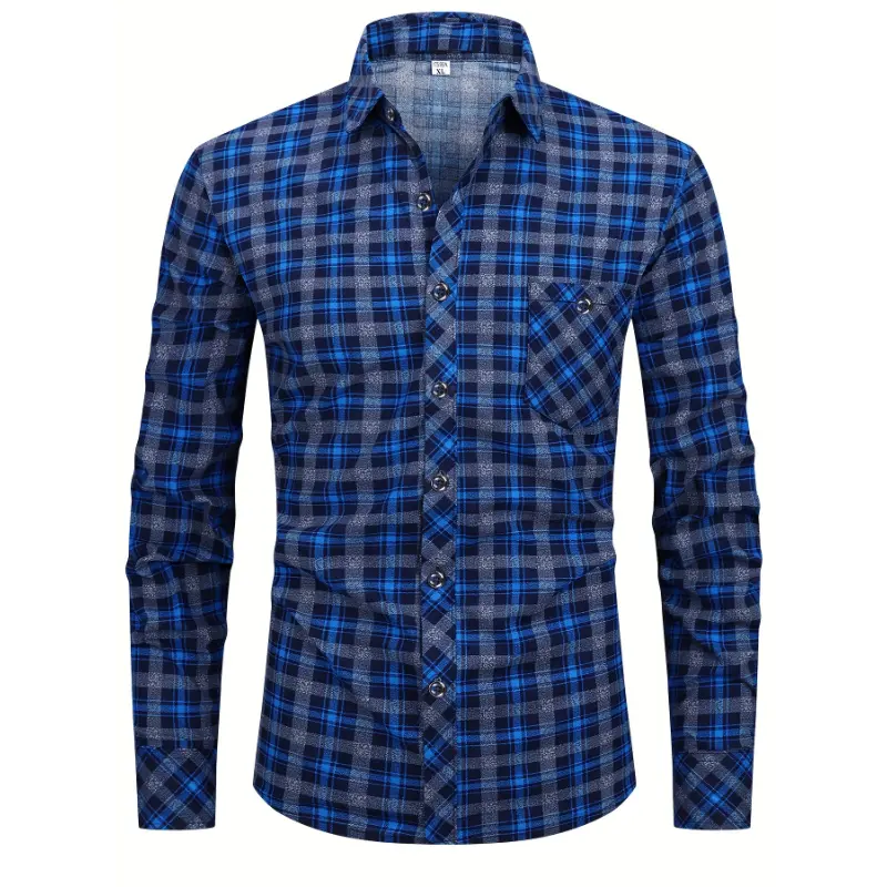 Check Casual Long-sleeved Men's Shirt Basic Checked
