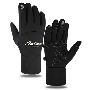 Touchscreen Black Winter Gloves with Indian Motorcycle Print  Windproof and Waterproof for Outdoor Sports  Motorcycle Riding  Perfect Unisex Gift for Christmas  Birthday  Thanksgiving  and Valentine'