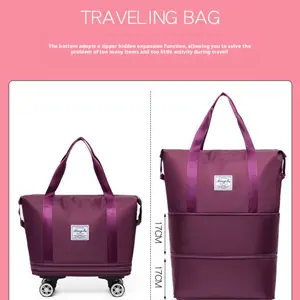 Silent Smooth Pull Travel Bag, Large Capacity Adjustable Luggage, Easy Carry-On Suitcase for Business Shopping, One-Pull Design