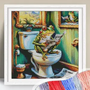 Frog Pattern Cross Stitch Kit, DIY Cross Stitch Kit without Frame, Needlework Craft for Home Decor, Wall Art, Home Decor, Handicraft
