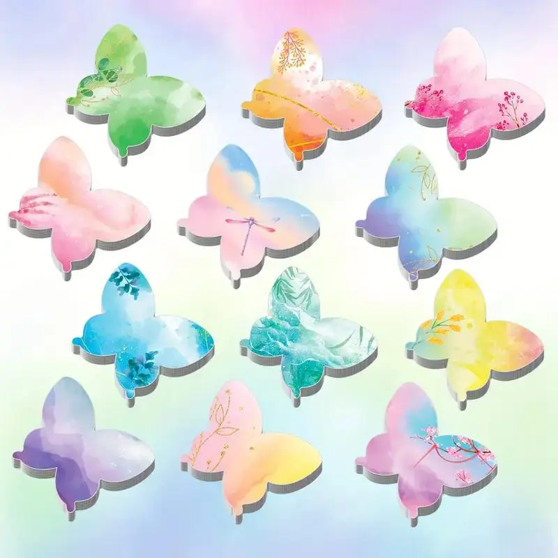 Butterfly Sticky Notes Set, Bright Self-Adhesive Paper, Office School Party Supplies, 12 Unique Designs, 240 Sheets, Cute & Organized, High Adhesive Stickers, Sticky Labels