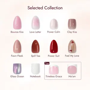 BTArtbox Press On Nails Almond - Milky White, 4-Week Wear Nude Pink Extra Short Press On Nails with Glue and Adhesive Tabs, Medium Almond Sparkle Cat Eye Square Toenails, Easy-to-Apply in 16 Sizes - 32 Nails All-in-One Kit