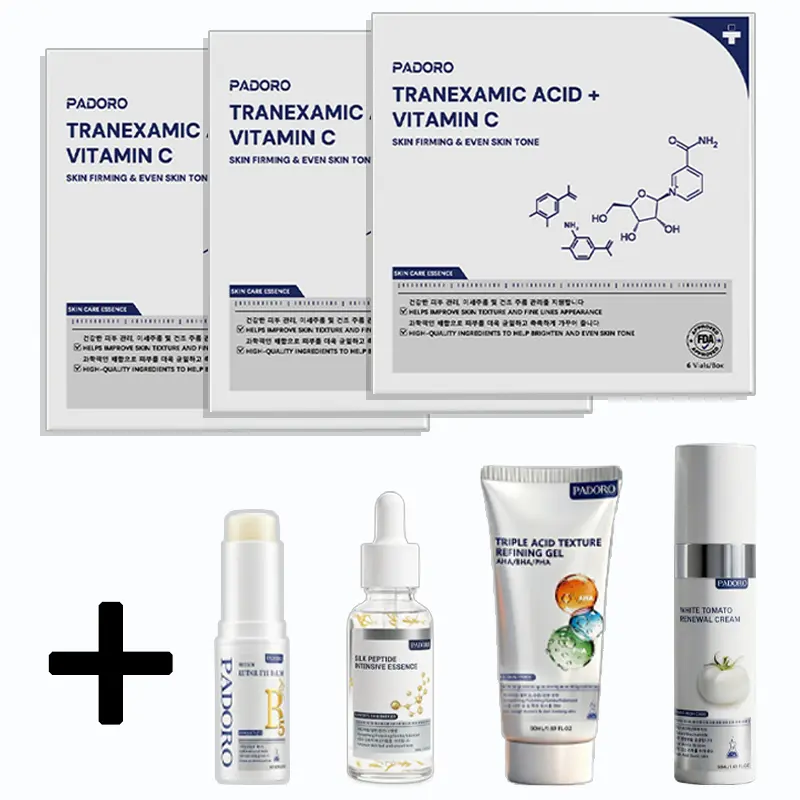 【3 Boxes/Free shipping】Monthly Set-PADORO Tranexamic Acid Serum, Evens out skin tone, contains golden Vitamin C to improve skin tone, anti-aging, suitable for all skin types, skincare, repairs and soothes, reduces wrinkles,