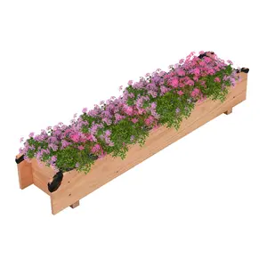 COSTWAY - Wooden Raised Garden Bed with Drainage Holes for Vegetable Flower Herb Succulent