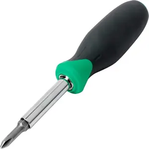 6-in-1 Multi-Bit Screwdriver-Nut Driver Tool with Cushion Grip Handle, Interchangeable Slotted & Phillips Bits for Home Repair, Furniture Assembly