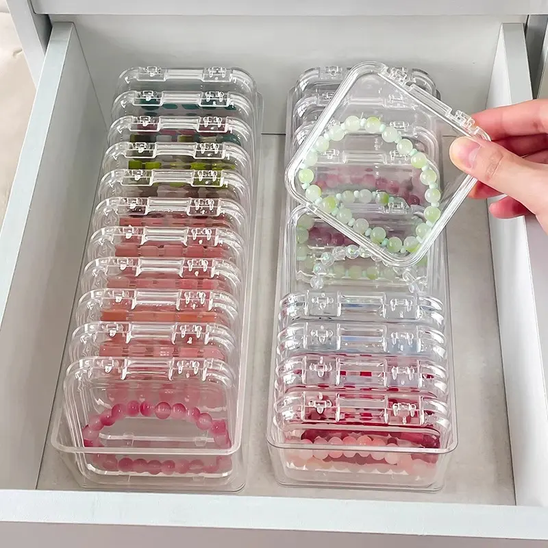 5-Pack Square Portable Transparent Dustproof Organizer Box, Vanity Organization Solution with 5pack Desk Sorting & 5-box Desk Order Functions for Home Use